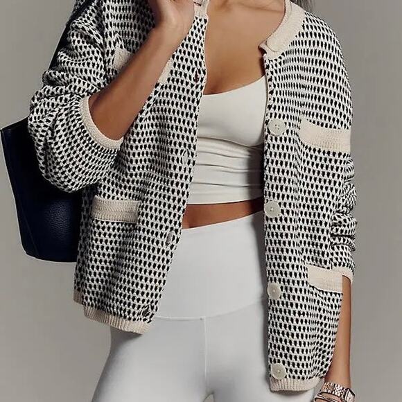Varley Jacket Tidewell Textured Knit Cardigan Sweater Birch Modern Quiet Luxury - Picture 1 of 11